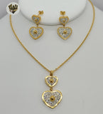 (4-9087) Stainless Steel - 2mm CZ Heart Set - 20". - Fantasy World Jewelry