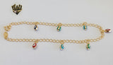 (1-0237) Gold Laminate - 3mm Open Link Anklet w/Charms. - 9.5" - BGF - Fantasy World Jewelry