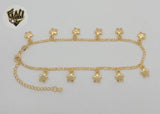 (1-0259) Gold Laminate - 2mm Figaro Link Flowers Anklet - 9.5" - BGF