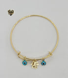 (1-4051) Gold Laminate - 1.5mm Evil Eye Bangle - BGF - Fantasy World Jewelry