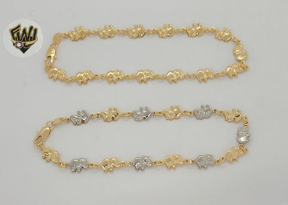 (1-0100) Gold Laminate - 6mm Elephant Link Anklet - 10