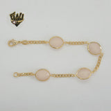 (1-0902) Pulsera de cuentas de eslabones curvos de 3 mm, laminada en oro, 19 cm - BGF