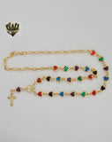 (1-3335) Laminado de oro - Collar de rosario multicolor de la Virgen Milagrosa de 6,5 mm - 18" - BGF.
