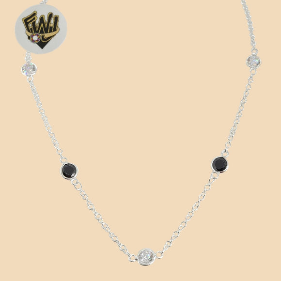 (2-66067) 925 Sterling Silver - 2.5mm Link Zircon Necklace. - Fantasy World Jewelry