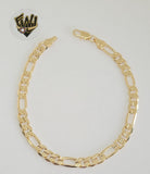 (1-60045) Gold Laminate - 5.5mm Figaro Link Men Bracelet- 8.5" - BGF - Fantasy World Jewelry