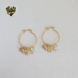 (1-2770-2) Laminado de Oro - Aretes Aros de Tres Tonos - BGF