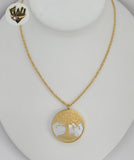 (4-7173) Stainless Steel - 2mm Rolo Link Tree of Life Necklace - 22".