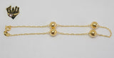 (1-0070) Gold Laminate - 1.5mm Link and Balls Anklet - 10" - BGO - Fantasy World Jewelry