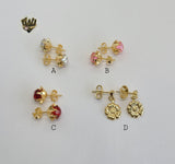 (1-1115) Gold Laminate - Flowers Earrings - BGO - Fantasy World Jewelry