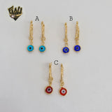 (1-2624) Gold Laminate - Evil Eye Charm Hoops - BGF