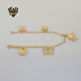 (1-0501) Gold Laminate - 3mm Figaro Link Butterfly Bracelet - BGF