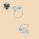 (2-5052) 925 Sterling Silver - Square Ball Ring - Fantasy World Jewelry