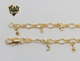 (1-0217) Gold Laminate - 4mm Open Link Anklet w/Charms - 10" - BGF - Fantasy World Jewelry