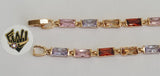 (1-60086) Gold Laminate -9mm Alternative Link Bracelet w/Crystals- 7" - BGO - Fantasy World Jewelry