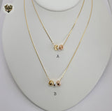 (1-6446) Gold Laminate - Three Tone Necklace - BGF - Fantasy World Jewelry