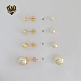 (1-1019-1) Gold Laminate - Pearl Stud Earrings - BGF