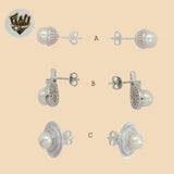 (2-3471) 925 Sterling Silver - Pearl Stud Earrings - Fantasy World Jewelry