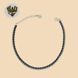 (2-0421) 925 Sterling Silver - 3mm Zircon Link Bracelet.