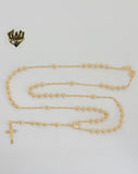 (1-3319) Gold Laminate - 3mm Our Lady of Charity Rosary Necklace - 22" - BGF