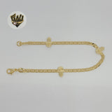 (1-0520) Gold Laminate - 3mm Marine Link Hamsa Hand Bracelet - BGF - Fantasy World Jewelry