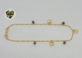 (1-0266) Gold Laminate - 2mm Figaro Link Butterfly Anklet - BGF - Fantasy World Jewelry