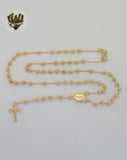 (1-3307) Gold Laminate - 3mm Miraculous Virgin Rosary Necklace - 18" - BGF.