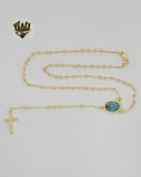 (1-3345-1) Gold Laminate - 3mm Our Lady of Charity Rosary Necklace - 20" - BGO.