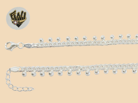 (2-0178-1) 925 Sterling Silver - 6mm Alternative Curb Link Anklet - 10