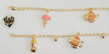 (1-0903) Gold Laminate - 3mm Open Link w/ Charms Bracelet - 7.5" - BGF - Fantasy World Jewelry