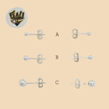 (2-3182) 925 Sterling Silver - Plain Ball Stud Earrings. - Fantasy World Jewelry