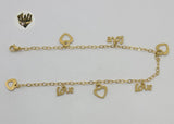 (4-3300-2) Stainless Steel - 2.5mm Rolo Link Charms Anklet - 10.5" - Fantasy World Jewelry