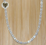 (2-8131) 925 Sterling Silver - 4.3mm Diamond Cut Marine Link Chains. - Fantasy World Jewelry