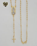 (1-3330-1) Gold Laminate - 2.5mm Two Tones Guadalupe Virgin Rosary Necklace - 18" - BGF.
