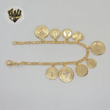 (1-0901) Laminado de oro - Pulsera religiosa con eslabones Figaro de 3 mm - 7,1/4" - BGF