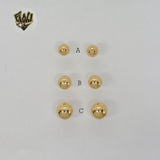 (1-1072) Laminado de Oro - Aretes de Media Bola - BGF
