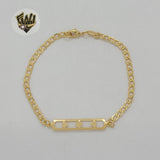 (1-0966) Gold Laminate - 3mm Curb Link Plate Bracelet - 7.5" - BGF