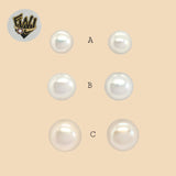 (2-3426) 925 Sterling Silver - Pearl Stud Earrings - Fantasy World Jewelry