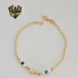 (1-0549) Gold Laminate - 2mm Elephant and Stone Bracelet - 7"- 7.5" - BGF - Fantasy World Jewelry