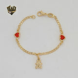 (1-0946) Pulsera de osito de peluche con eslabones curvos de 2 mm - BGF