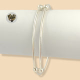 (2-0638) 925 Sterling Silver - 2mm Plain Double Bangle - 2.1/2" - Fantasy World Jewelry