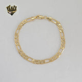 (1-60048) Gold Laminate - 5.5mm DC Figaro Link Men Bracelet - 8" - BGF
