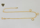 (1-0231) Gold Laminate - 2mm Curb Link Anklet w/Hearts - 10" - BGF - Fantasy World Jewelry