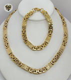 (4-7125) Stainless Steel - 8mm Alternative Link Men Set - 22''. - Fantasy World Jewelry