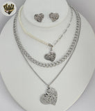 (4-7075) Stainless Steel - 6mm Layering Heart Necklace Set - 16"