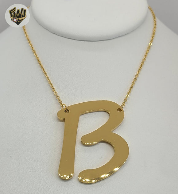 (MNECK-02) Stainless Steel - 2mm Rolo Link Letter Necklace - 20