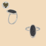 (2-5106-4) Plata de Ley 925 - Anillo Ovalado con Circonita Negra