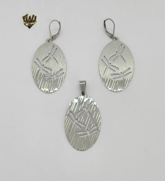 (4-9070) Stainless Steel - Dragon Fly Set. - Fantasy World Jewelry