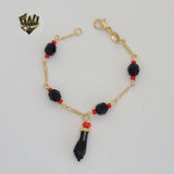 (1-0985) Gold Laminate - 6mm Beads Azabache Bracelet - BGF