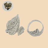 (2-5058) 925 Sterling Silver - Zircon Leaf Ring - Fantasy World Jewelry
