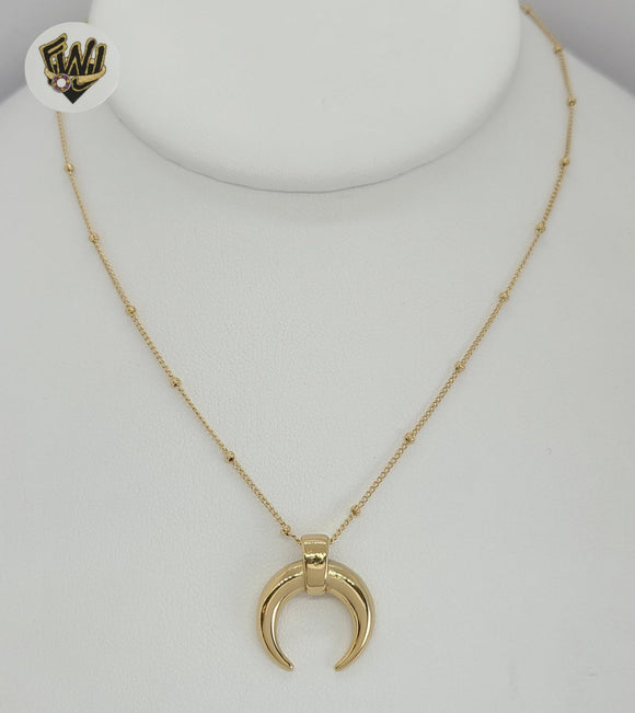 (4-7084) Stainless Steel - 1mm Balls Link Necklace with Pendant - 18